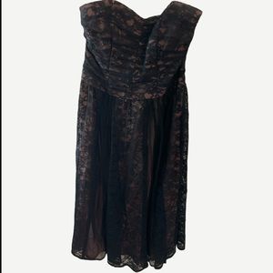 Nanette Lepore Black Bow Tie Strapless Lace Dress